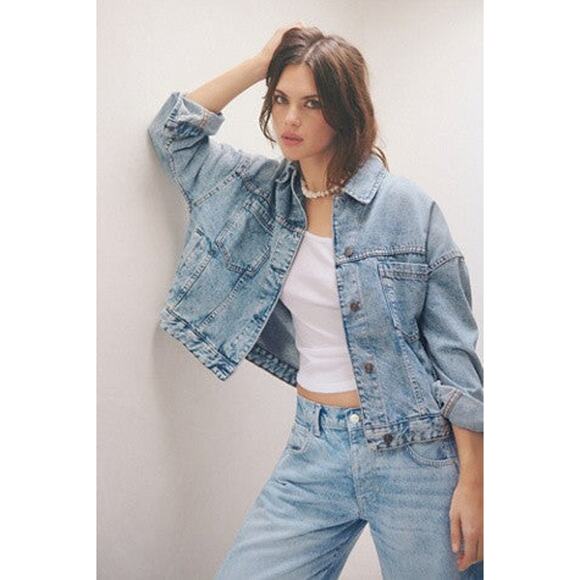 Free People Opal Swing Denim Jacket - L - Picture 2 of 6